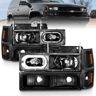 Anzo Crystal Headlights Halo Black Housing w / Signal Fits Chevrolet C / K Tahoe - Image 1 of 4