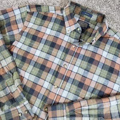 Camisa a Cuadros Para Hombres Pendleton Mason Franela Abotonada Verde Naranja Grande Foto 1 de 4