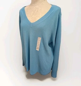 Blau XXL Croft & Barrow Damen The Extra Soft Knit VNeck Pullover NEU Langarm - Bild 1 von 14