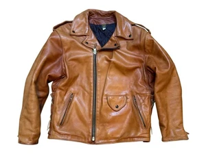 Vintage Champlain Leder Herren Braun Rot Motorrad Jacke Größe 42 USA VERMONT - Bild 1 von 11
