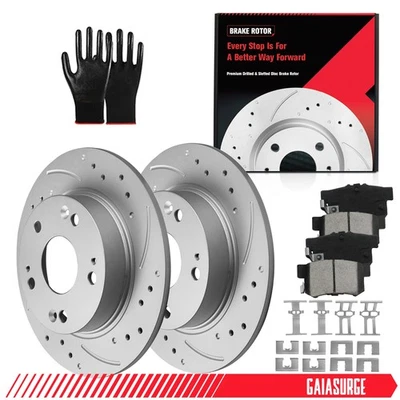 Rear DRILLED Brake Rotor Ceramic Brake Pads for Honda Civic Prelude Acura ILX Foto 1 de 4