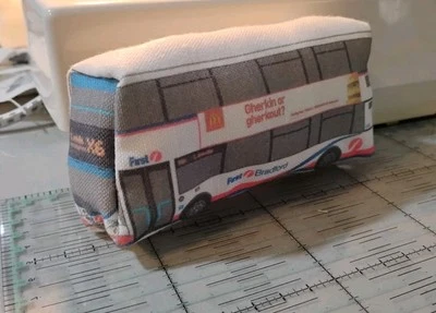 COOLBOPDESIGN 1/76 ISH Scale Soft Toy Bradford First Bus Decker. Stuffed Bus