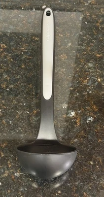 Calphalon Nylon Solid Ladle 1/2 Cup 4 Ounce Black Gray Silicone 12.5" EUC - Image 1 of 4