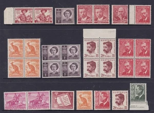PAGE OF AUSTRALIAN PRE-DECIMAL STAMPS VARIETY OF BLOCKS PAIRS & SINGLES MUH #27 - Picture 1 of 1