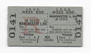Railway Ticket LNER Manchester London Road to ... 3rd Week End Return Edmondson - Picture 1 of 1