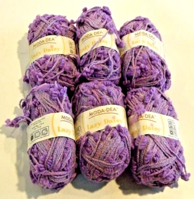 Lot of 6 Skeins Purple Rain Yarn by Moda-Dea Lazy Daisy - NEW (#33) - Image 1 of 3