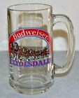 Vintage Budweiser Clear Glass Beer Mug Clydesdale Holiday Stein Anheuser for sale