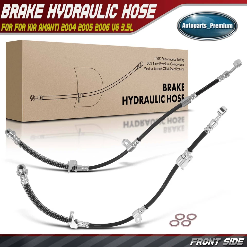 2x Front Left & Right Brake Hydraulic Hose for Kia Amanti 2004 2005 2006 V6 3.5L - Image 1 of 4