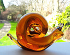 Wedgwood Amber Glass SNAIL Paperweight - VGC
