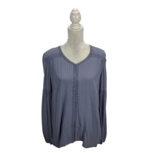 LOGO Lavish Woven Crepe Snap Front Blouse Romantic Prairie Victorian Pintucks XS - Picture 1 of 12