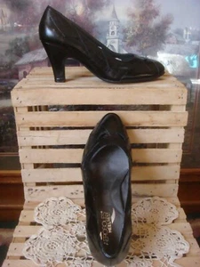 NEU OHNE ETIKETT ~ AEROSOLES IN FORM SCHWARZ GLASIERTES LEDER BEQUEM PUMPS ABSATZSCHUHE ~ 7,5 M - Bild 1 von 8