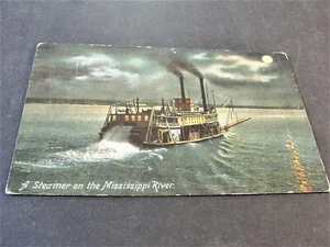 Un vapor en el río Mississippi - Postal de 1909 con matasellos. - Imagen 1 de 2