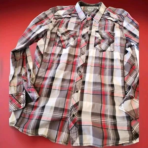 BKE Buckle Men’s Plaid Snap Long Sleeve Western Shirt Slim Fit Size Extra Large - Picture 1 of 2