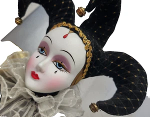 Musikalische Pierrot Victoria Impex Porzellan Narr Clown Aufziehpuppe Silvestri Box - Bild 1 von 15