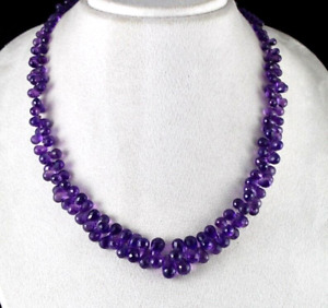 A++ Purple Amethyst Faceted Teardrop Beads 16-18" Beautiful Choker Necklace Girl