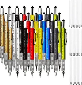 24 Pcs Gift Pen for Men 6 in 1 Multitool Tech Tool Pen and 24 Blue Ink Multi ... - Picture 1 of 6