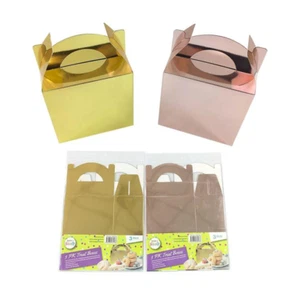 Treat Box Dessert Container Party Gift Candy Favor Loot Boxes 15x15x9cm Gold Ros - Picture 1 of 1