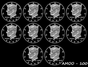 2000 - 2009 Clad Proof Kennedy Half Dollar aus USA Proof Set 10 Münzen  - Bild 1 von 2
