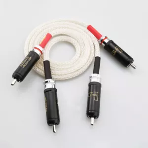Pair Hi-End 5N Pure Silver RCA Wire 16 Cores HiFi Audio Interconnect RCA Cable - Picture 1 of 11