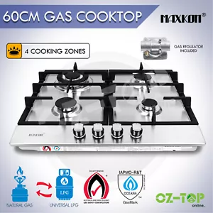 Maxkon Gas Cooktop 60cm 4 Burners Cook Hob Stove Top Stainless Steel LPG NG - Picture 1 of 12
