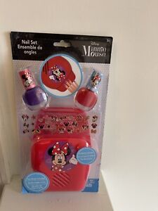 Disney Minnie Mouse Nail Set With Nail Dryer 27 Pc Nail Stickers + Nail Polishes