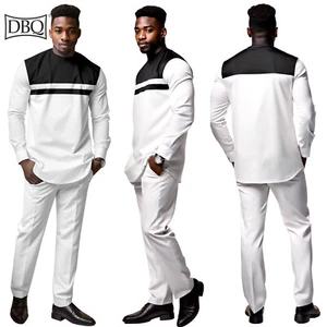 African Clothes for Men Casual Long Sleeve Shirt Slim Fit Pants Dashiki Outfits - Picture 1 of 21