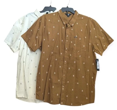 Volcom Diamond Print 100% Cotton Men’s Button Down Size XXL Lot Of 2 NWT - Image 1 of 4