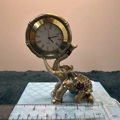 Decorativ brass metal stone maxwell Quartz Clock in elephant home decor gift - Image 1 of 4