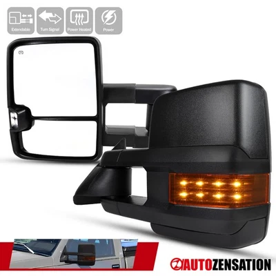 Fit 92-99 Yukon 88-98 C/K 1500 Black Power Heated Tow Mirrors+Smoke LED Signal Foto 1 de 4