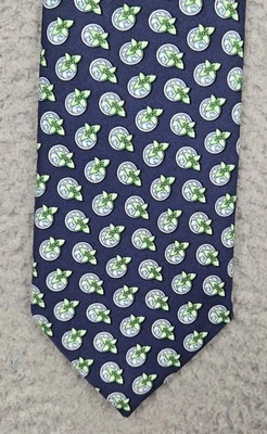 Шелковый галстук Vineyard Vines 143rd Kentucky Derby темно-синий как новый Julips 60 x 3,5 дюйма - Изображение 1 из 4