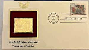 Sello y sobre de oro de 22kt edición del primer día - ley frederik olmsted 1999 - Imagen 1 de 5