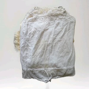 Camiseta sin mangas Paperdenim&cloth para mujer 4 blanco roto con ribete de ganchillo de encaje transparente calce largo - Imagen 1 de 7