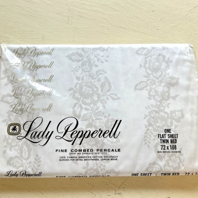 Vintage Lady Pepperell Flat Sheet – Wedding Lace Pattern – Twin Size 72” x 108” - Image 1 of 4