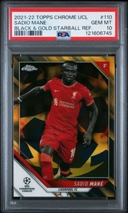 SADIO MANE 2021-22 TOPPS CHROME GOLD AND BLACK STARBALL # /30 PSA 10 POP 1!! - Bild 1 von 2