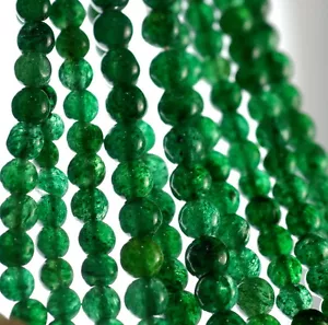 5X4-6X5MM VERDE MUSGO AVENTURINA PIEDRA PRECIOSA VERDE CUENTAS SUELTAS REDONDAS 14 pulgadas - Imagen 1 de 3