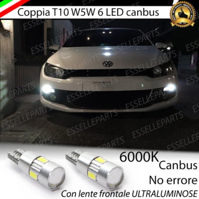 COPPIA LUCI DI POSIZIONE 6 LED T10 CANBUS 6000K VW SCIROCCO PRE-RESTYLING - Immagine 1 di 4