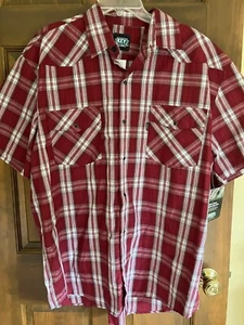 NWT Key Work Shirt Western Snap Short Sleeve XLR Red Plaid - Picture 1 of 5