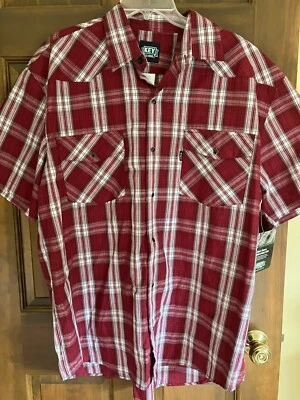 NWT Key Work Shirt Western Snap Short Sleeve XLR Red Plaid - Image 1 of 4
