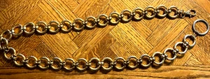 Women's Gold Tone Chunky Chain Link Belt Bohemian Hippy Round Rings 35"-36" - Picture 1 of 7