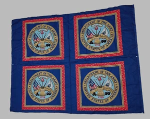 Vintage U.S. Department of Army Emblem Seal 4 Pillow Panels Fabric Cotton - Picture 1 of 13