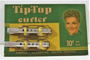 Vintage Tip Top Curlers On Card Tip Top Product Omaha Nebraska Old Store Stock - Picture 1 of 2
