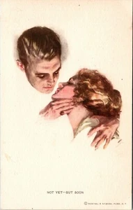 Harrison Fisher NOT YET-BUT SOON Postcard - Picture 1 of 2