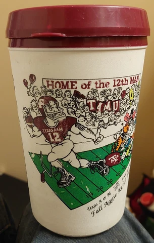 Texas A&M Aggies Fall Aggie Refill Mug Thermus Aladdin Made In USA Rare Vintage Cover