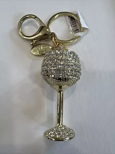 Schlüsselanhänger Punze Strass goldfarben Weinglas Neu mit Etikett K10 - Bild 1 von 4