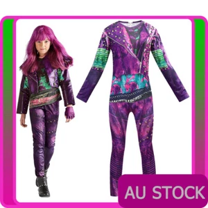 Girls Descendants 3 Audrey Mal Costume Jumpsuit Halloween Kids Book Week Cosplay - Picture 1 of 8