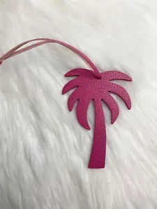 Palm Tree Bag Charm Keychain Key Fob Pink Faux Leather Christmas Birthday Gift - Picture 1 of 2