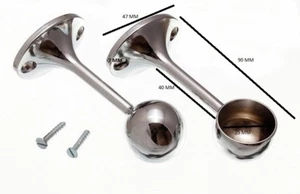 Towel rod rail socket end support bracket 25mm CP & screws Qty. pack of 2 - Picture 1 of 1