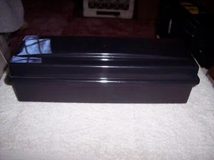 BLACK PLASTIC STORAGE CASE FOR CASSETTE TAPES--HOLDS 15 TAPES #43 - Picture 1 of 7