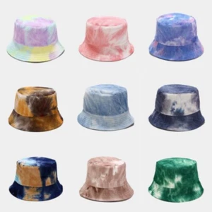 NEW Womens Ladys Bucket Hat Fashion Tie-Dye Corduroy Colourful Fisherman Hat - Picture 1 of 25