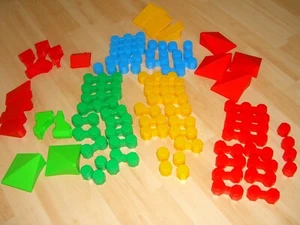 Bausteine Plastik Stecksteine mehr als 80 Teile Aufbewahrungsbeutel Top! - Bild 1 von 5